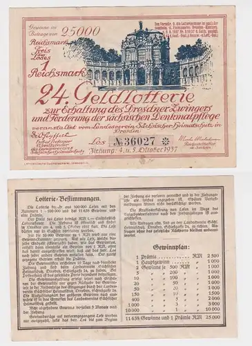 1 Mark 24 Geldlotterie zur Erhaltung der Dresdner Zwingers 1937 (115240)