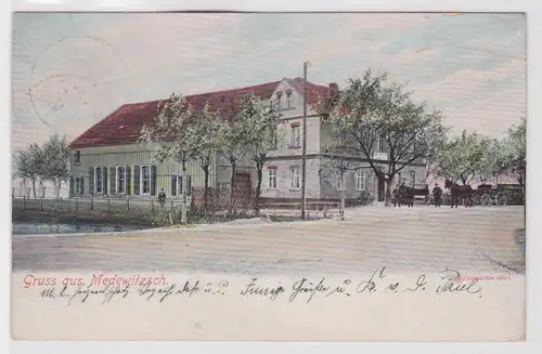 99623 Ak Gruß aus Medewitzsch bei Lippendorf Gasthof 1912