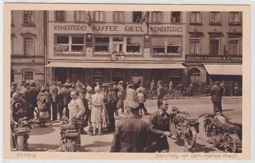 71383 Ak Schleiz Konditorei und Kaffee Karl Riedl um 1933