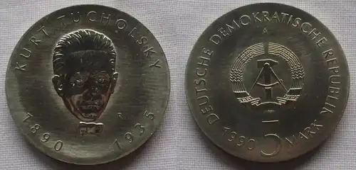 DDR Gedenk Münze 5 Mark Kurt Tucholsky 1990 Stempelglanz (138706)