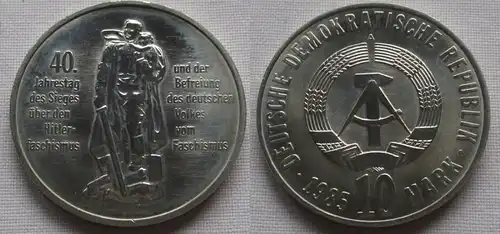 DDR Gedenk Münze 10 Mark 40.Jahre Kriegsende 1985 Stempelglanz (138032)