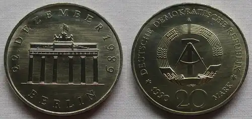 DDR Gedenk Münze 20 Mark Brandenburger Tor 1990 Stempelglanz (133374)