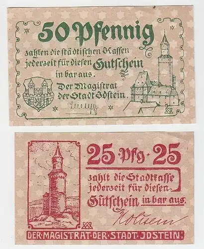 25 und 50 Pfennige Banknoten Notgeld Stadt Idstein um 1920 (111374)