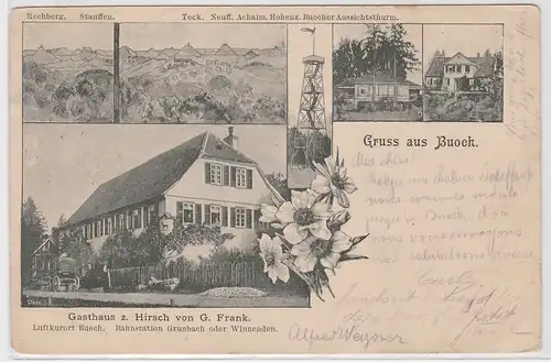 68423 Mehrbild Ak Gruß aus Buoch Gasthaus zum Hirsch usw. 1898