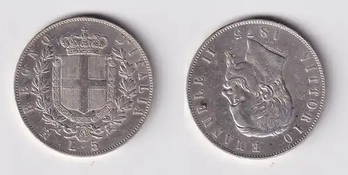 5 Lire Silbermünze Italien Vittorio Emanuele II 1875 ss (143175)