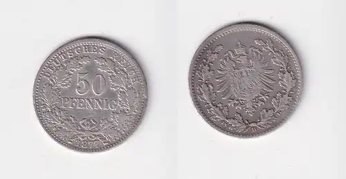 50 Pfennig Silber Münze Deutsches Reich 1877 D f.ss  (165745)