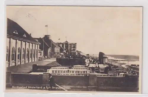 94211 Ak Nordseebad Westerland auf Sylt - Strandanlagen, Promenade 1928