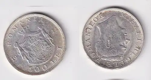 500 Lei Silbermünze Rumänien 1944 Mihai I. f.vz (165400)