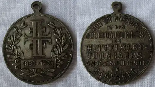 seltene Medaille Jubelgauturnfest d. Mittelelbe Turngaues Radeberg 1906 (160159)