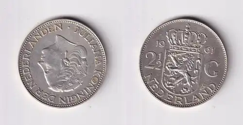 2 1/2 Gulden Silber Münze Niederland 1961 f.vz (165623)