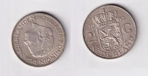 2 1/2 Gulden Silber Münze Niederland 1962 ss+ (165921)