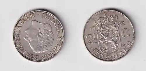2 1/2 Gulden Silber Münze Niederland 1962 ss+ (165929)