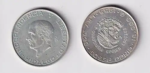 5 Pesos Silber Münze Mexiko 1955 vz (165625)