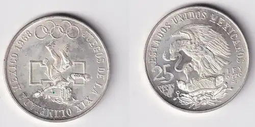 25 Pesos Silber Münze Mexiko Olympiade 1968 vz (165633)
