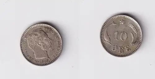 10 Öre Silber Münze Dänemark Delphin 1903 f.vz (165881)