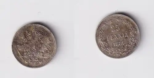 25 Penniä Silber Münze Finnland 1889 ss+ (165955)