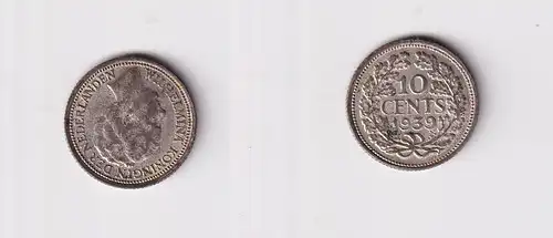 10 Cent Silber Münze Niederlande 1939 ss+ (165774)