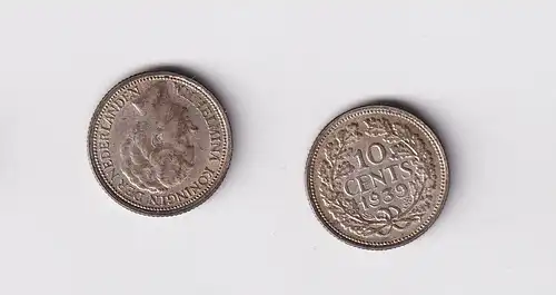 10 Cent Silber Münze Niederlande 1939 ss+ (165767)