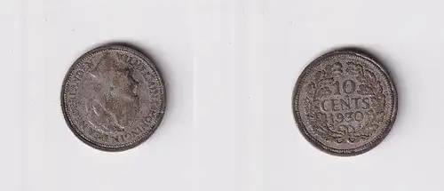 10 Cent Silber Münze Niederlande 1930 ss+ (165775)