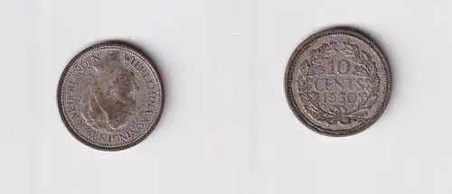 10 Cent Silber Münze Niederlande 1930 ss+ (165770)