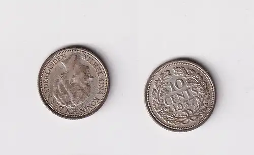 10 Cent Silber Münze Niederlande 1937 ss+ (165918)