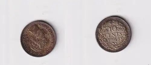 10 Cent Silber Münze Niederlande 1941 ss+ (165778)