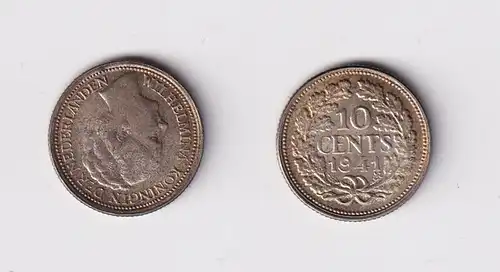 10 Cent Silber Münze Niederlande 1941 ss+ (165764)