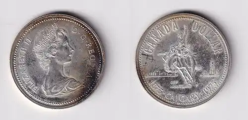 1 Dollar Silber Münze Canada Kanada 100 Jahre Stadt Calgary 1975 (165624)