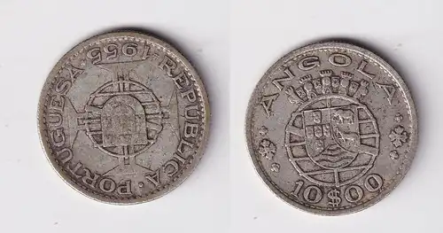 10 Escudos Silber Münze Portugiesisch Angola 1955 (165945)