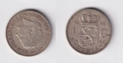1 Gulden Silber Münze Niederlande 1954 ss (165941)