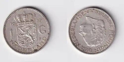 1 Gulden Silber Münze Niederlande 1957 ss (165636)
