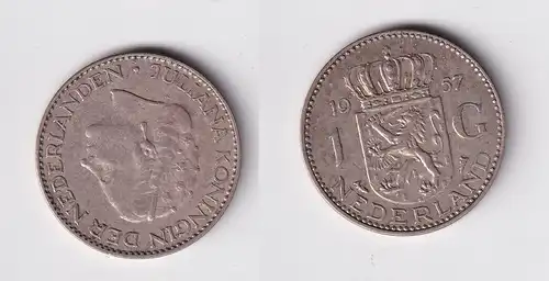 1 Gulden Silber Münze Niederlande 1957 ss (165943)