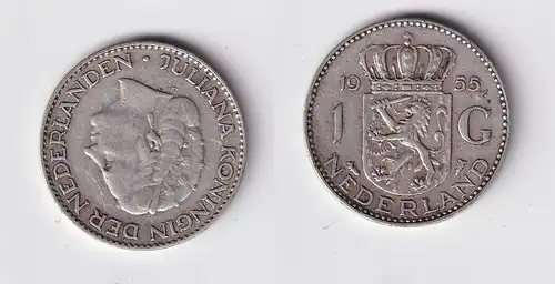 1 Gulden Silber Münze Niederlande 1955 ss (165951)