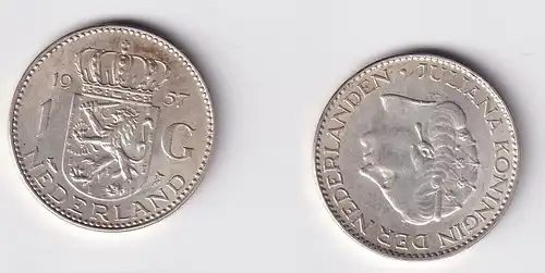 1 Gulden Silber Münze Niederlande 1957 f.vz (165938)