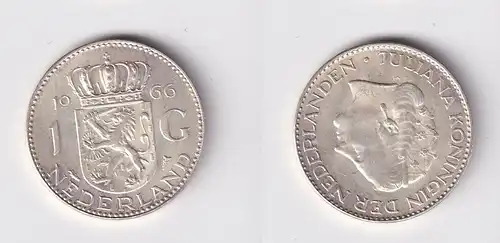 1 Gulden Silber Münze Niederlande 1966 vz (165638)