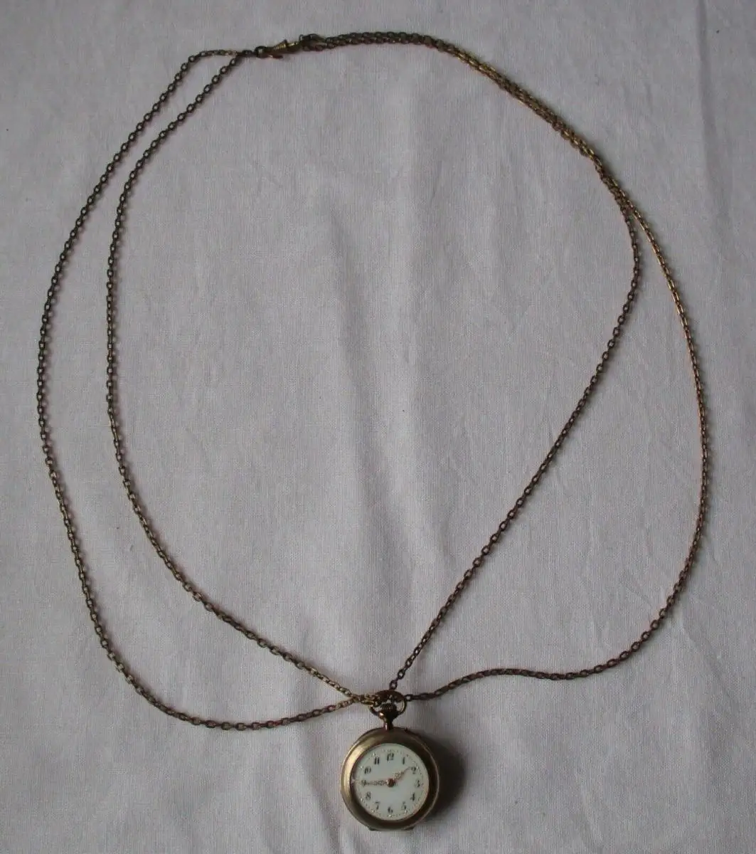 elegante goldene Jugendstil Damen Taschenuhr an Uhrkette um 1910 (161947) 0