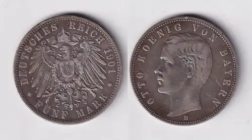 5 Mark Silbermünze Bayern König Otto 1901 Jäger 46 ss (165519)