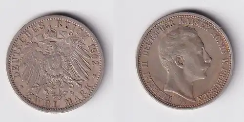2 Mark Silbermünze Preussen Kaiser Wilhelm II 1902 Jäger 102 ss (165518)