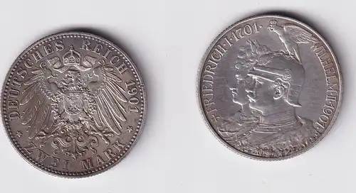 2 Mark Silbermünze Preussen 200 Jahre Königreich 1901 Jäger 105 ss+ (164833)