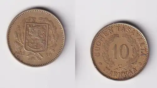 10 Markaa Messing Münze Finnland 1930 ss+ (164837)
