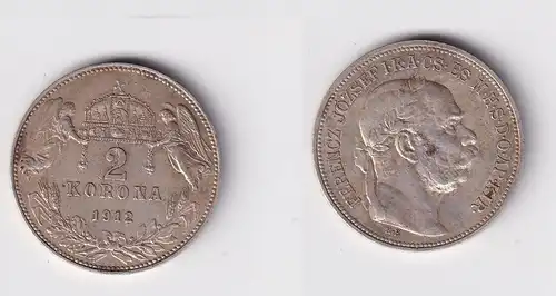 2 Kronen Silber Münze Ungarn 1912 f.vz (160212)