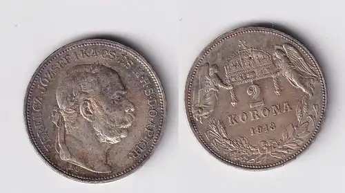 2 Kronen Silber Münze Ungarn 1913 f.vz (164874)