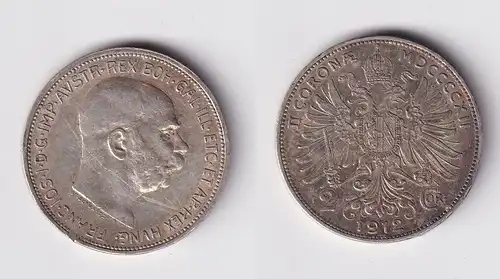 2 Kronen Silber Münze Österreich 1912 vz (165020)