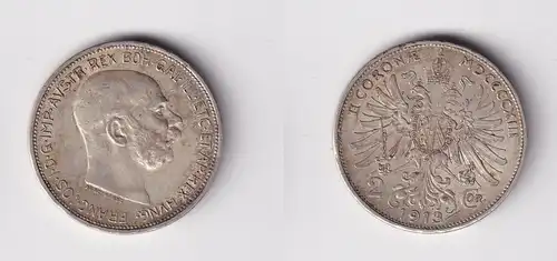 2 Kronen Silber Münze Österreich 1913 ss+ (164970)