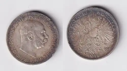 2 Kronen Silber Münze Österreich 1912 ss+ (165033)