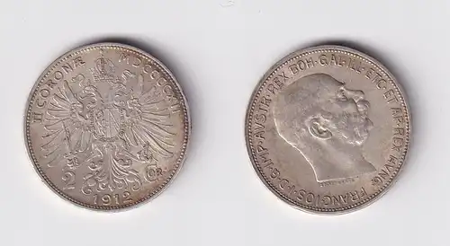 2 Kronen Silber Münze Österreich 1912 ss+ (164872)