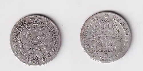 4 Schilling Silber Münze Hamburg 1797 I.H.L. f.ss (158852)