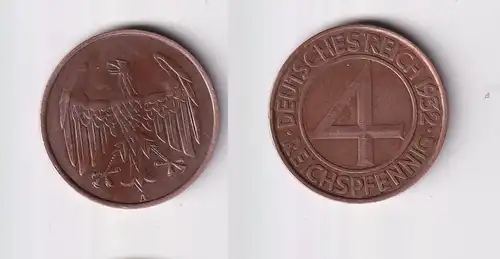 4 Pfennig Kupfer Münze Weimarer Republik 1932 A "Brüning Taler" (153621)