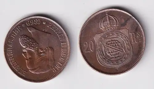 20 Reis Kupfer Münze Brasilien 1869 vz (160744)