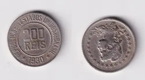200 Reis Kupfer Nickel Münze Brasilien 1930 f.ss (161488)